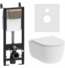 Комплект Damixa Sirius DX86.IS10151.1700 кнопка смыва хром цвет белый,  в современном стиле