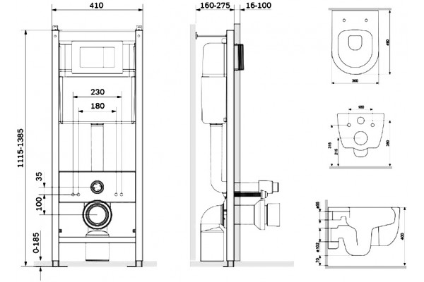 Комплект Damixa Sirius DX86.IS10151.1700 кнопка смыва хром цвет белый,  в современном стиле