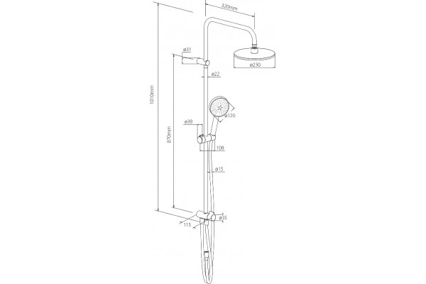 Душевая стойка Damixa Jupiter DX977700000 хром, штанга 101 см