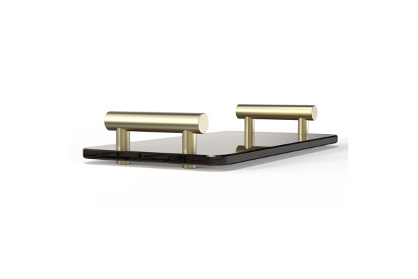 Decor Walther Bar Tab Поднос с ручками стеклянный цвет: матовое золото / черное стекло 0857083