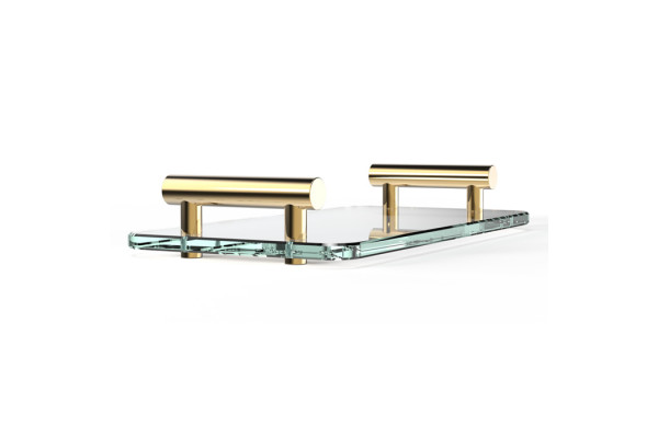 Decor Walther Bar Tab Поднос с ручками стеклянный цвет: золото / прозрачное стекло 0857020
