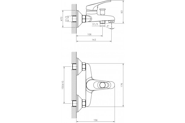 Смеситель Decoroom SO21 SO21035 для ванны с душем, однорычажный, хром