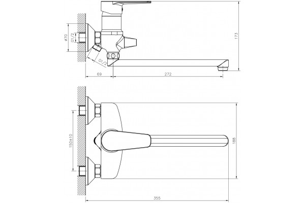 Смеситель Decoroom SO72 SO72043 универсальный однорычажный, хром