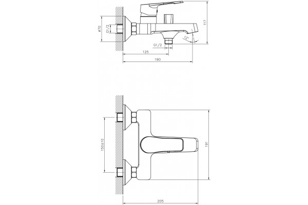 Смеситель Decoroom SO23 SO23036 для ванны с душем, однорычажный, хром