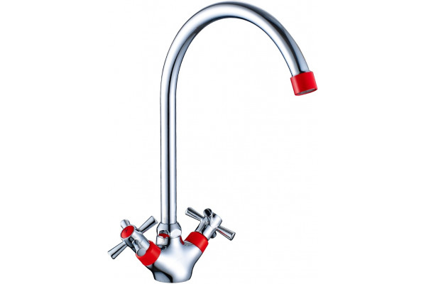 Смеситель для кухни Decoroom SO51 SO51028-Red двухвентильный, высота излива 22.4 см