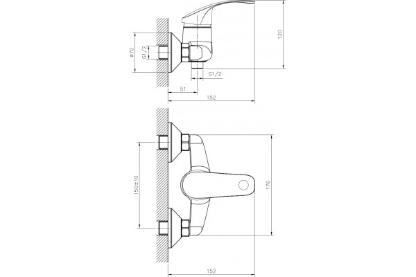 Смеситель для душа Decoroom SO71 SO71055 однорычажный, хром