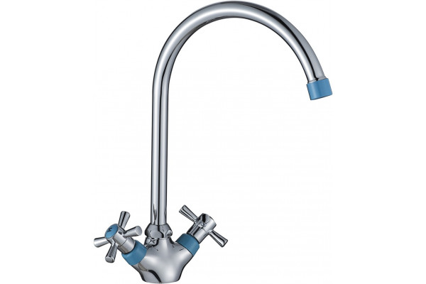 Смеситель для кухни Decoroom SO51 SO51028-Blue двухвентильный, высота излива 22.4 см