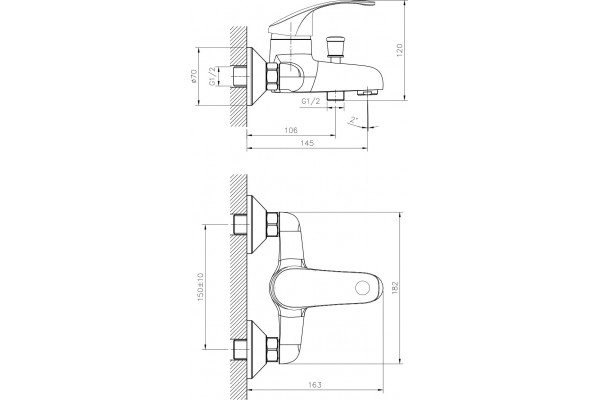 Смеситель для ванны с душем Decoroom SO71 SO71035, однорычажный, хром