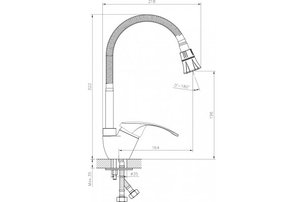 Смеситель для кухни Decoroom SO71 SO71022 с гибким изливом, однорычажный, хром