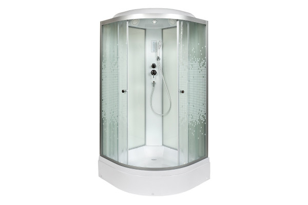 Душевая кабина Deto L790EL с электрикой 90 x 90 см, с крышей, четверть круга, поддон средний