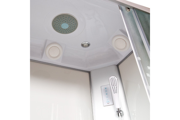 Душевая кабина Deto L920RGM+EL 120 x 80 см, с крышей, с гидромассажем и электрикой, прямоугольная-асимметричная, поддон глубокий