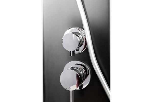 Душевая кабина Deto L809NGM BLACK, без крыши, с гидромассажем, 90 x 90 x 200 см, четверть круга, поддон низкий
