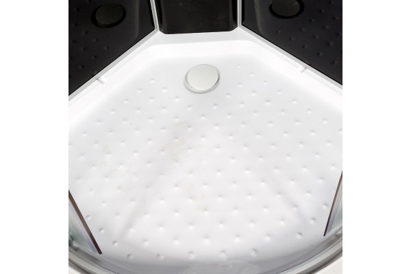 Душевая кабина Deto L809NGM BLACK, без крыши, с гидромассажем, 90 x 90 x 200 см, четверть круга, поддон низкий