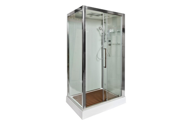 Душевая кабина Deto Z Z120 Kerava 120 x 90 x 220 см с гидромассажем и электрикой, хром, поддон низкий, стекло прозрачное