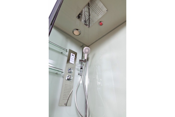 Душевая кабина Deto Z Z120 Kerava 120 x 90 x 220 см с гидромассажем и электрикой, хром, поддон низкий, стекло прозрачное