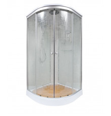 Душевая кабина Deto Em EM1580 эл 80 x 80 см, с крышей, с электрикой, четверть круга, поддон низкий