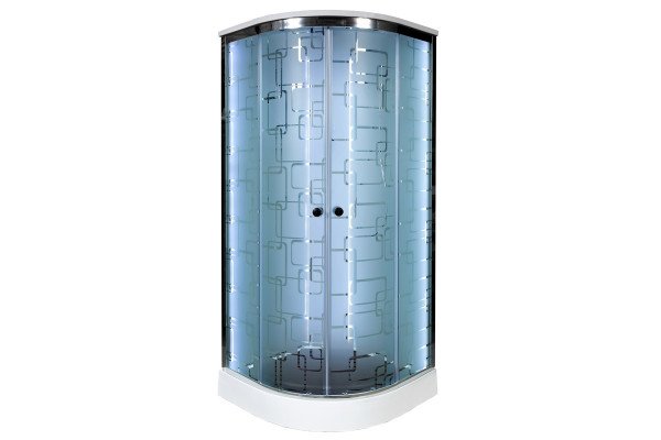 Душевая кабина Deto Em EM1580 LED 80 x 80 см, с крышей, с Led подсветкой, четверть круга, поддон низкий