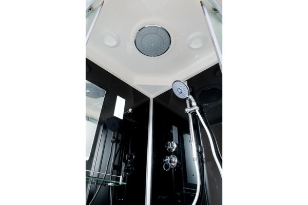 Душевая кабина Deto B10S с LED-подсветкой, BLACK , четверть круга, поддон глубокий