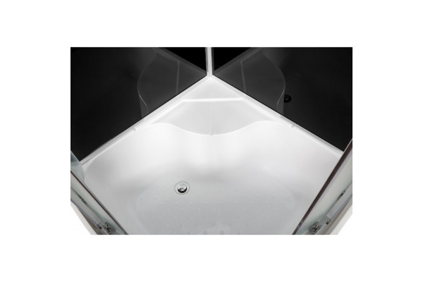 Душевая кабина Deto B10S с LED-подсветкой, BLACK , четверть круга, поддон глубокий