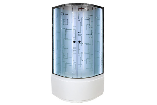 Душевая кабина Deto Em EM4510 N LED гм 100 x 100 см, без крыши, с Led подсветкой, с гидромассажEM, четверть круга, поддон глубокий