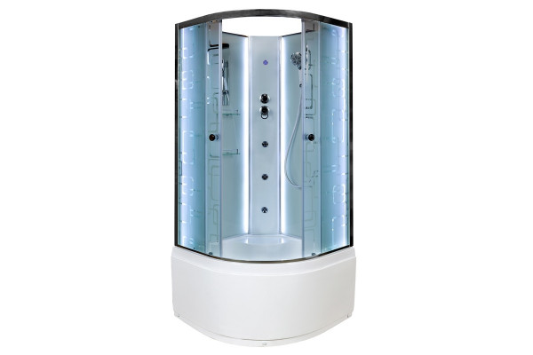 Душевая кабина Deto Em EM4510 N LED гм 100 x 100 см, без крыши, с Led подсветкой, с гидромассажEM, четверть круга, поддон глубокий