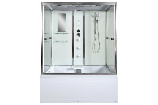 Душевая кабина Deto V150, 150 x 85 см, с электрикой, гидромассажем, с сиденьем, стекла прозрачные, прямоугольная, поддон глубокий