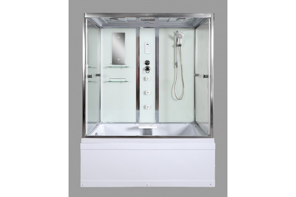 Душевая кабина Deto V150, 150 x 85 см, с электрикой, гидромассажем, с сиденьем, стекла прозрачные, прямоугольная, поддон глубокий