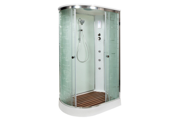 Душевая кабина Deto Em EM1512 R гм-эл 120 x 80 см, с крышей, с электрикой, с гидромассажем, прямоугольная-асимметричная, поддон низкий