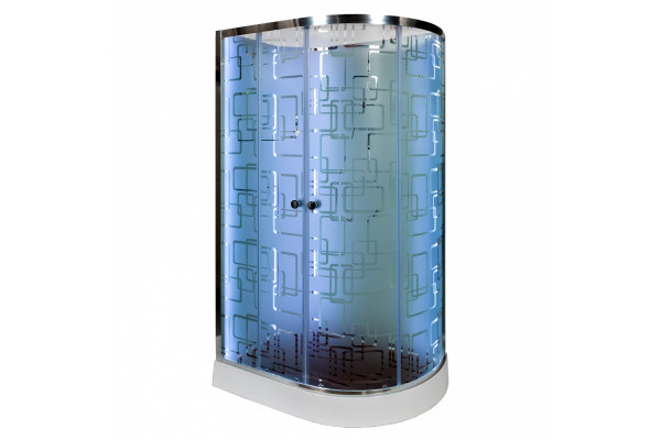 Душевая кабина Deto Em EM1512 L N LED гм 120 x 80 см, без крыши, с Led подсветкой, с гидромассажем, прямоугольная-асимметричная, поддон низкий