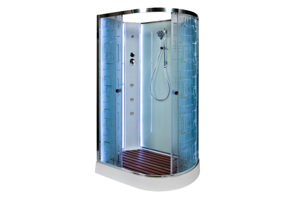 Душевая кабина Deto Em EM1512 L N LED гм 120 x 80 см, без крыши, с Led подсветкой, с гидромассажем, прямоугольная-асимметричная, поддон низкий