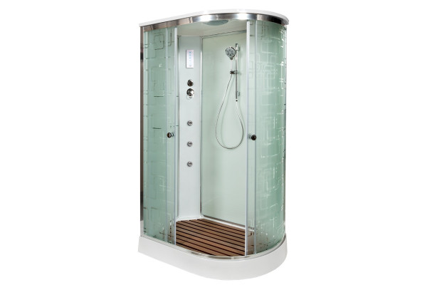 Душевая кабина Deto Em EM2712 L  гм-эл 120 x 80 см, с крышей, с электрикой, с гидромассажем, прямоугольная-асимметричная, поддон средний
