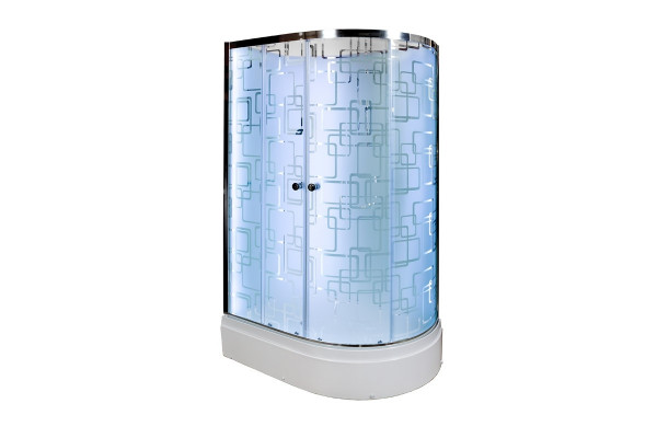 Душевая кабина Deto Em EM2712 L  N LED гм 120 x 80 см, без крыши, с Led подсветкой, с гидромассажем, прямоугольная-асимметричная, поддон средний