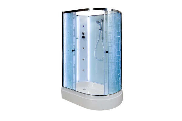 Душевая кабина Deto Em EM2712 L  N LED гм 120 x 80 см, без крыши, с Led подсветкой, с гидромассажем, прямоугольная-асимметричная, поддон средний