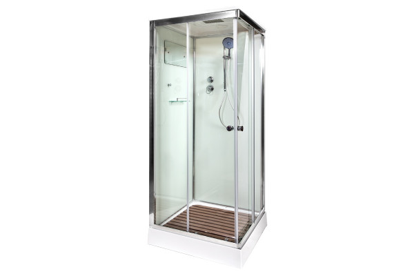 Душевая кабина Deto K408S (80x80) квадратная, поддон низкий, стекло прозрачное