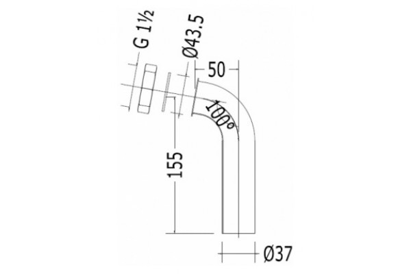 Отвод Devon&Devon SF3351CR в пол для сифона хром, выпуск прямой