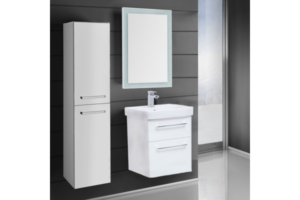 Зеркало Dreja Kvadro 60x3,2x85, с подсветкой, прямоугольное, ручки хром
