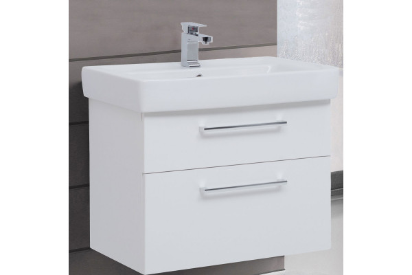 Тумба для комплекта Dreja Q max 80 белый глянец, подвесная, 2 ящика, ручки хром