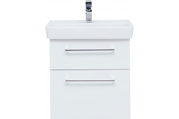 Тумба для комплекта Dreja Q max 60 белый глянец, подвесная, 2 ящика, ручки хром