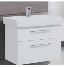 Тумба с раковиной Dreja Q max 80 белый глянец, подвесная, с ящиками