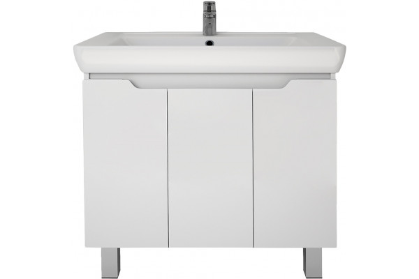 Тумба для комплекта Dreja Q Plus (D) 80 c опорами, белый глянец, с дверками, ручки хром