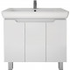 Тумба для комплекта Dreja Q Plus (D) 80 c опорами, белый глянец, с дверками, ручки хром