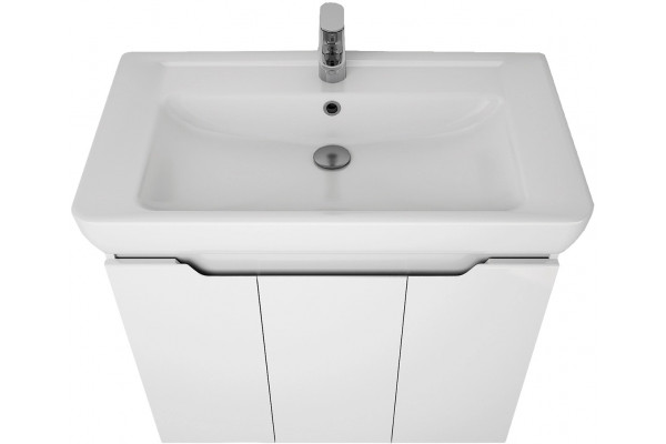 Тумба для комплекта Dreja Q Plus (D) 80 c опорами, белый глянец, с дверками, ручки хром