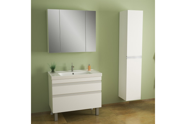 Тумба с раковиной Dreja Grace Plus 90 c опорами, белый глянец, с ящиками