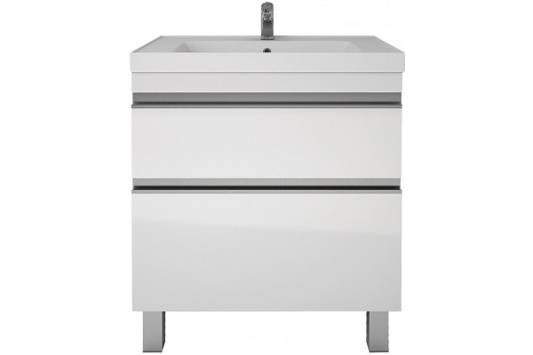 Тумба с раковиной Dreja Grace Plus 60 с опорами, белый глянец, с ящиками