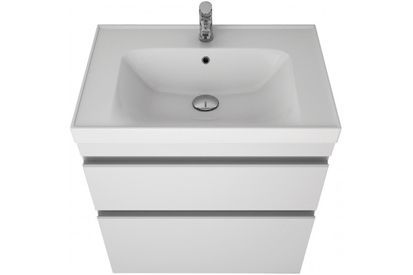 Тумба с раковиной Dreja Grace Plus 60 с опорами, белый глянец, с ящиками