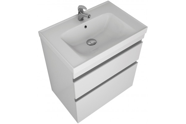 Тумба с раковиной Dreja Grace Plus 60 с опорами, белый глянец, с ящиками