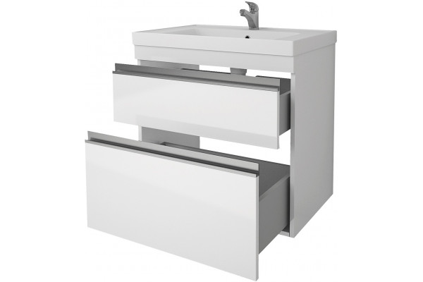 Тумба с раковиной Dreja Grace Plus 60 с опорами, белый глянец, с ящиками