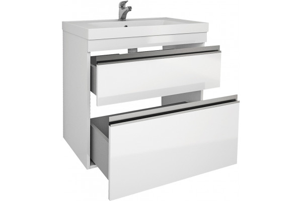 Тумба с раковиной Dreja Grace Plus 60 с опорами, белый глянец, с ящиками