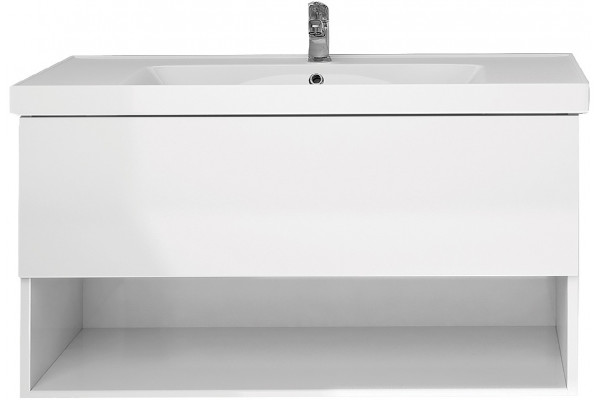 Тумба для комплекта Dreja Perfecto 90 белый глянец подвесная, ручки хром