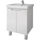 Тумба для комплекта Dreja Q Plus (D) 55 c опорами, белый глянец, с дверками, ручки хром